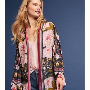 Anthropologie Bordered Floral Kimono - ONE SIZE